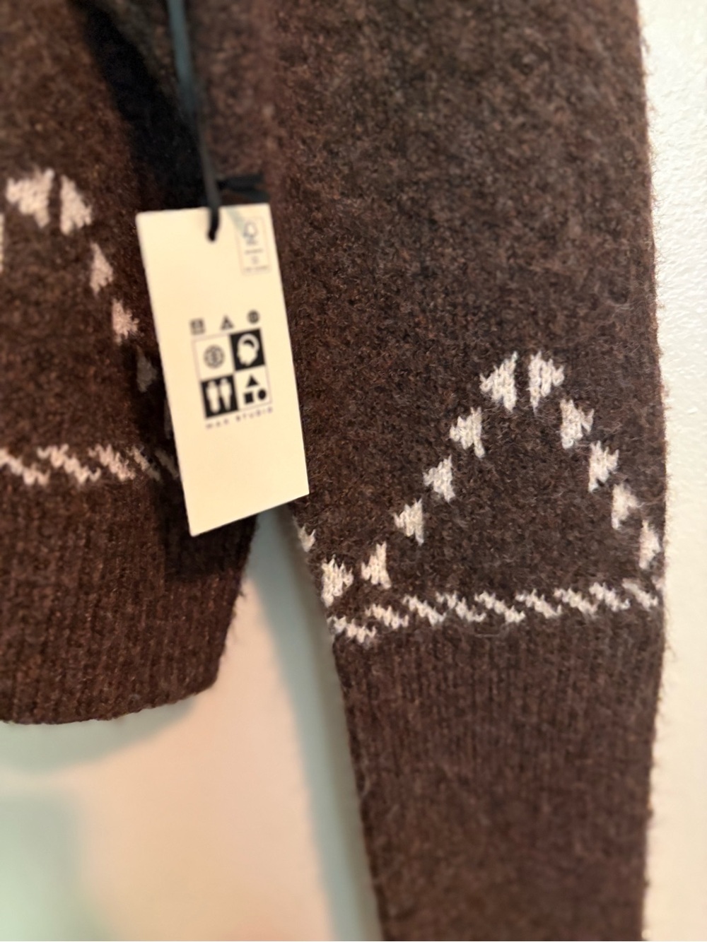 Max Studio NWT Brown Fair Isle Cropped XLarge - Picture 5 of 6